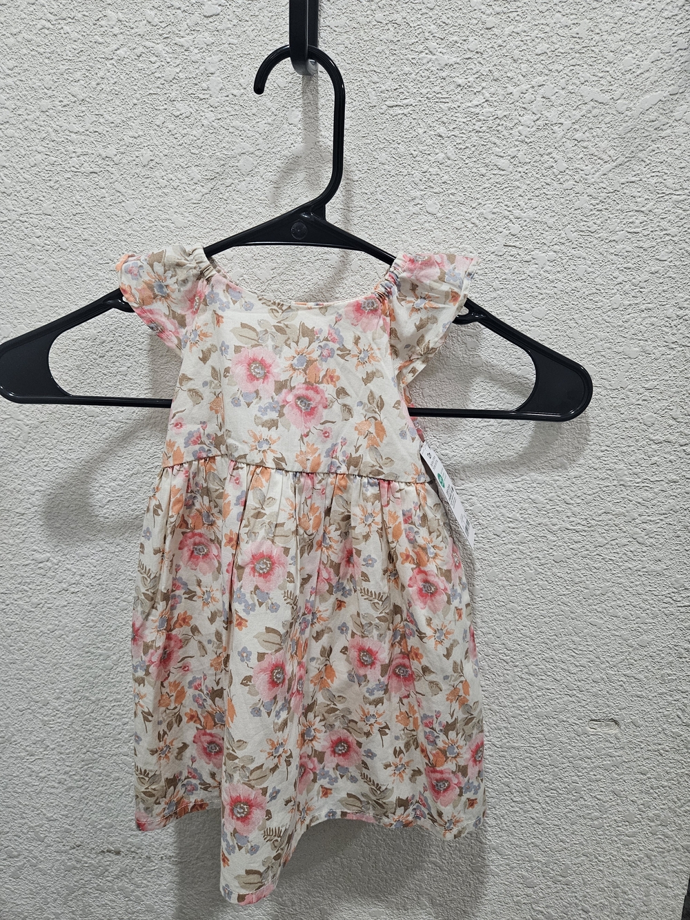 OshKosh B'gosh Cream Floral Flutter-Sleeve Dress with Pink Accents